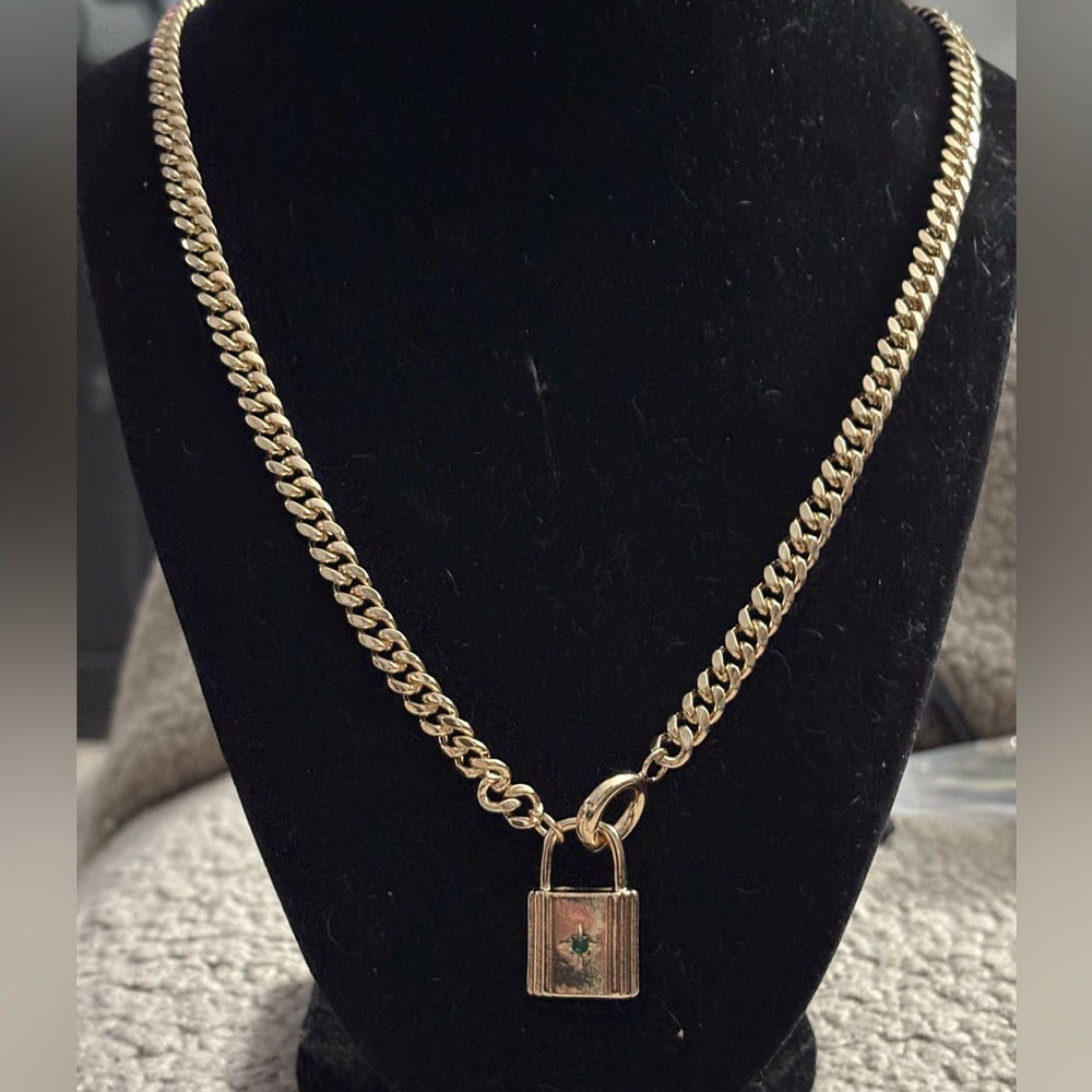 Novamen gold tone necklace with lock. Great quality lock can be removed. 20” NWT